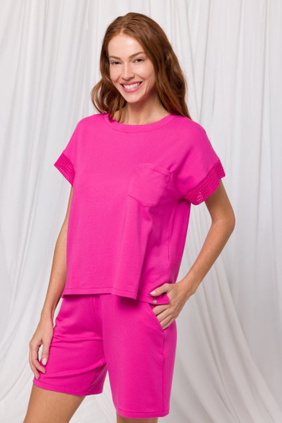 Lords & Lilies T-shirt et short femme - rose framboise - 241-51- THP-K/371 - taille XL