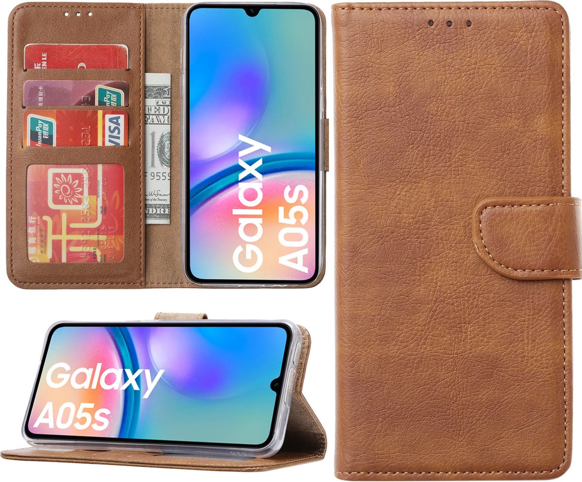 Arara Hoesje geschikt voor Samsung Galaxy A05s hoesje - Bookcase met pasjeshouder - Bruin