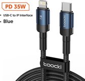 Toocki USB-C naar Lightning Kabel - PD 35W - Snel lader - 480Mbps - 2m - Blauw