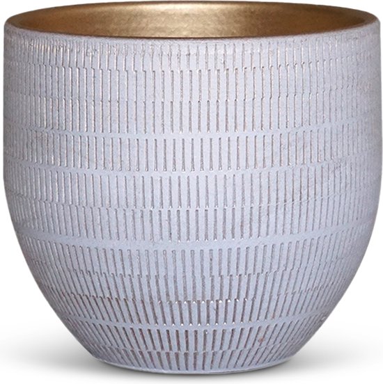Bloempot voor Binnen - Aardewerk - Wit Goud - Ø 29 cm
