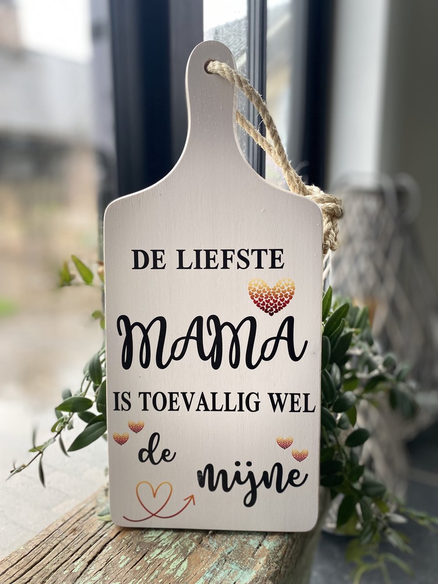 Creaties van Hier - serveerplankje - Mama - 35 cm - hout - moederdag cadeautje