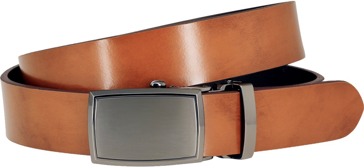 LINDENMANN leren heren riem - cognac