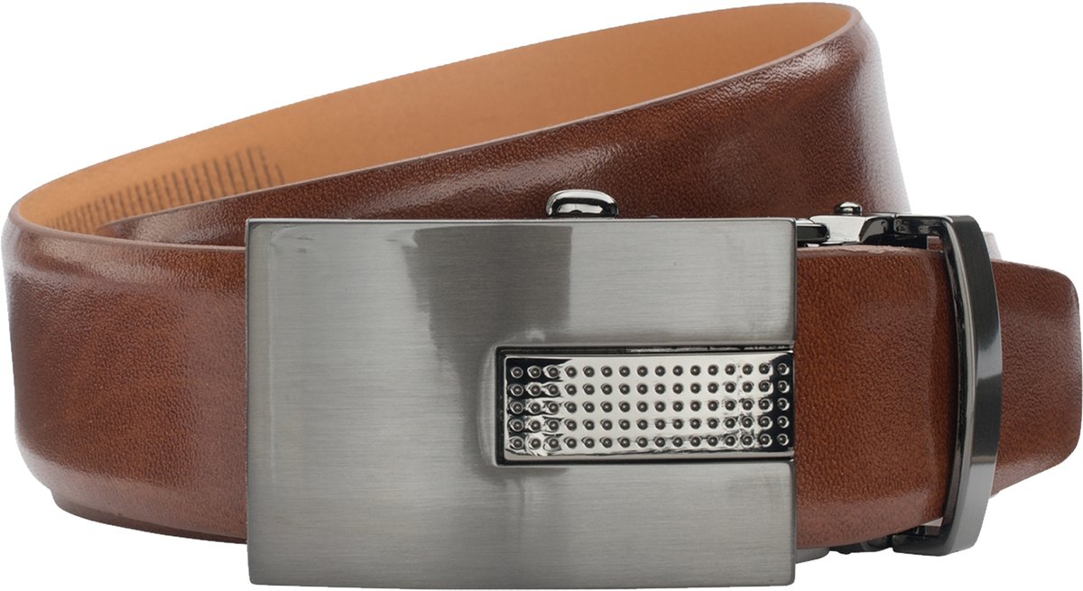 LINDENMANN leren heren riem - cognac