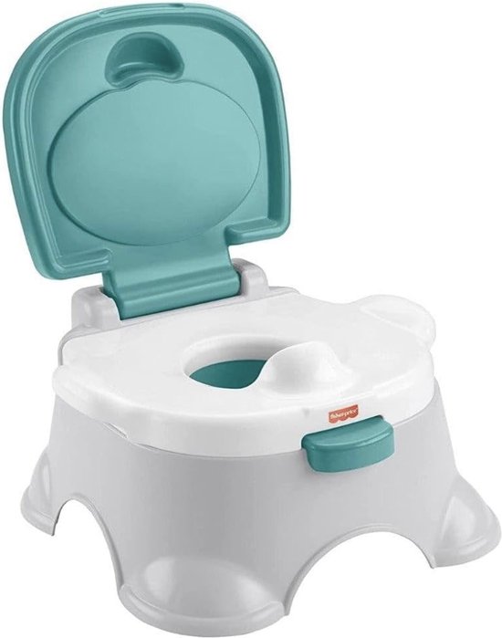Fisher-Price Potje voor zindelijkheidstraining en opstapje voor peuters, met muziek, geluiden en afneembare toiletbril, koninklijk potje en opstapje, groen HPY93