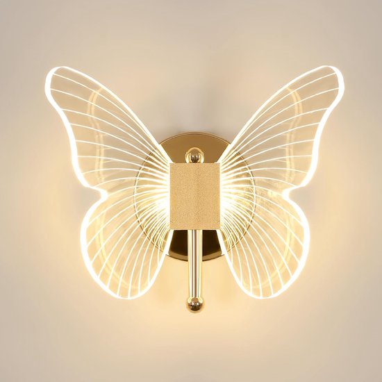 Goeco wandlicht - 20cm - Medium - LED - 10W - vlinderwandlamp - 3 kleuren verstelbare - 3000K-6500K - bedlamp