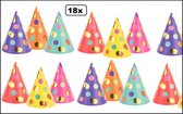18x Luxe Feesthoedjes karton dots assortie - Stip - Verjaardag thema feest party evenement festival party fun