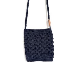 BAYUXX Bags Bali - Gehaakt tasje met rits - Model Sunny Days - Handmade in Bali - Met batik voering - Dames - Crossbody - Blauw - Duurzaam
