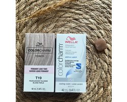 DUOPACK - Wella Color Charm Permanent Liquid Toner - T19 & 050 - Pearlescent Blonde & Cooling Violet - Haartoner - Wella toner - Platinum Blond - Asblond - Antigeel