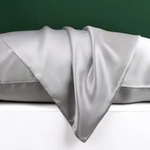 Linnen & Silk Zijden Kussensloop 60x70cm OEKO-TEX Standard 100 22 Momme 100% 6A Pure Silk Pillowcase - Zilver