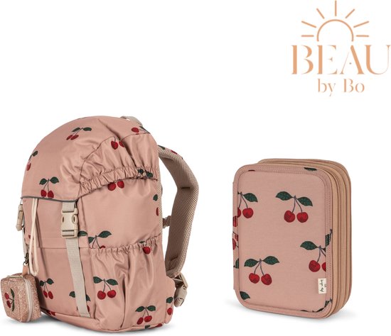 BEAU by Bo Konges Sløjd Back to School set - Clover rugzak en Pennenzak - Ma Grand Cerise Mahogany