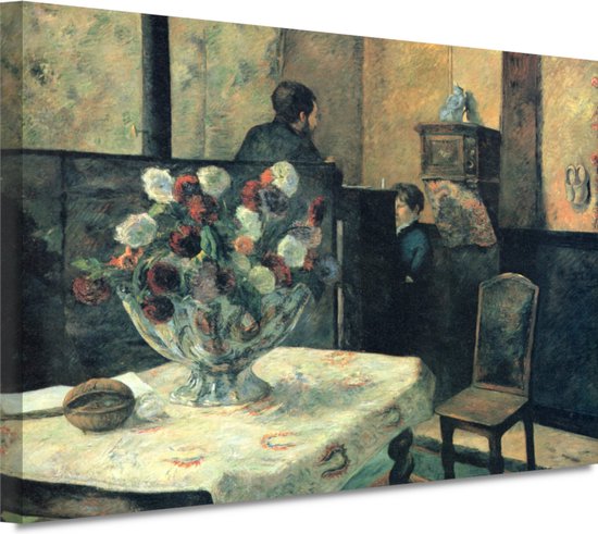 Schilderij van een interieur in de rue Carcel, Parijs - Paul Gauguin schilderijen - Interieur schilderij - Canvas schilderijen Setting - Schilderijen op canvas industrieel - Canvas schilderijen woonkamer - Decoratie kamer 100x75 cm