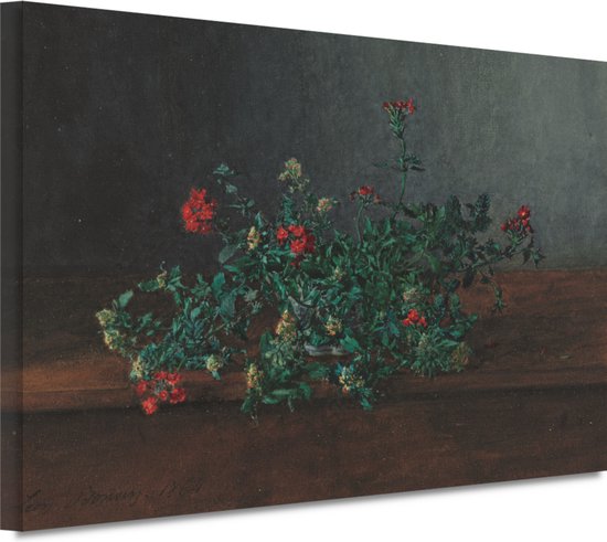 Stilleven met wilde bloemen - Léon Bonvin wanddecoratie - Bloemen portret - Canvas schilderijen Natuur - Wanddecoratie modern - Canvas schilderijen woonkamer - Decoratie muur 70x50 cm