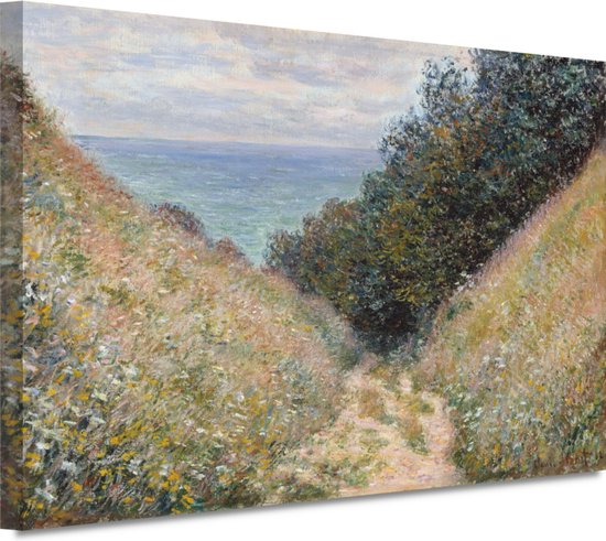 Weg bij La Cavée, Pourville - Claude Monet wanddecoratie - Natuur schilderijen - Schilderijen canvas Landschap - Wanddecoratie kinderkamer - Canvas schilderij - Slaapkamer wanddecoratie 100x75 cm