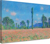 Papaverveld, Giverny - Claude Monet schilderijen - Landschap portret - Schilderij op canvas Natuur - Moderne schilderijen - Schilderijen canvas - Woonkamer decoratie 150x100 cm