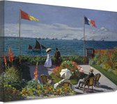 Tuin in Sainte-Adresse - Claude Monet schilderij - Zee schilderij - Canvas schilderijen Landschap - Muurdecoratie landelijk - Schilderij op canvas - Decoratie kamer 90x60 cm