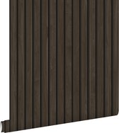 ESTAhome behang houten wandpanelen 3d donkerbruin - 139610 - 0.53 x 10.05 m