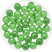 250x stuks sieraden maken Boheemse glaskralen in het transparant groen van 6 mm - Kunststof reigkralen