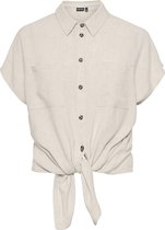 PIECES PCVINSTY SS LINEN TIE SHIRT NOOS BC Dames Blouse - Maat S