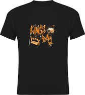 Koningsdag Kleding | Fotofabriek Koningsdag t-shirt heren | Koningsdag t-shirt dames | Zwart shirt | Maat L | Kingsday