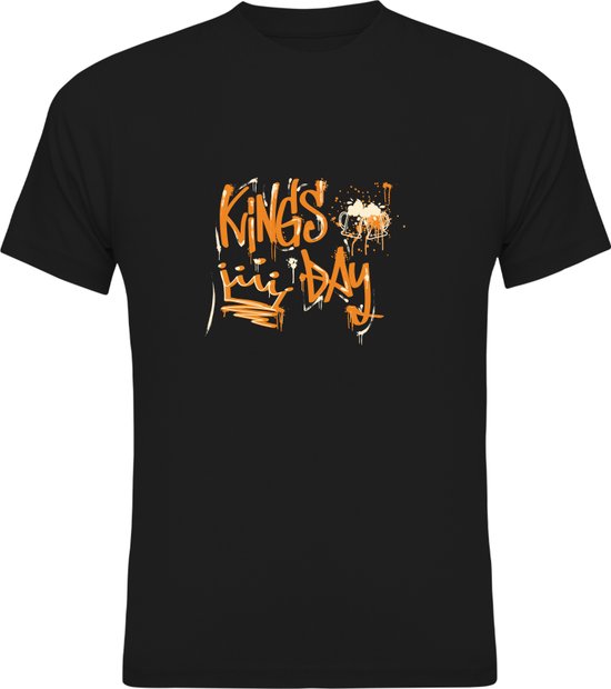 Koningsdag Kleding | Fotofabriek Koningsdag t-shirt heren | Koningsdag t-shirt dames | Zwart shirt | Maat L | Kingsday