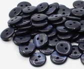50 pièces BOUTONS POLYESTER, taille 11MM, 2 trous, couleur bleu foncé