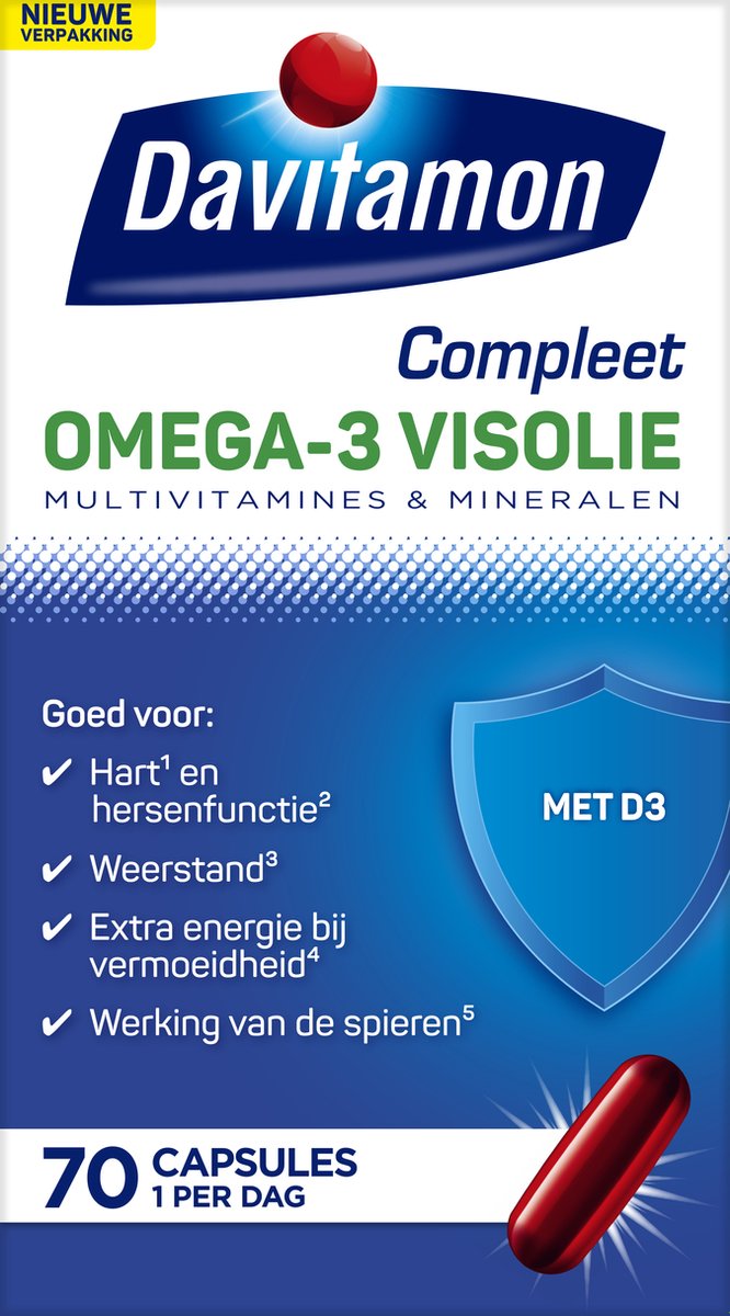 Goedkoopste Davitamon Compleet Omega 3 Visolie - Multivitamine - Voedingssupplement - 70 Capsules