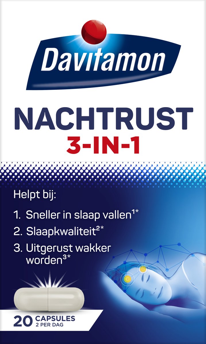 Goedkoopste Davitamon Nachtrust 3-in-1 – Voedingssupplement – 20 nachtrust tabletten