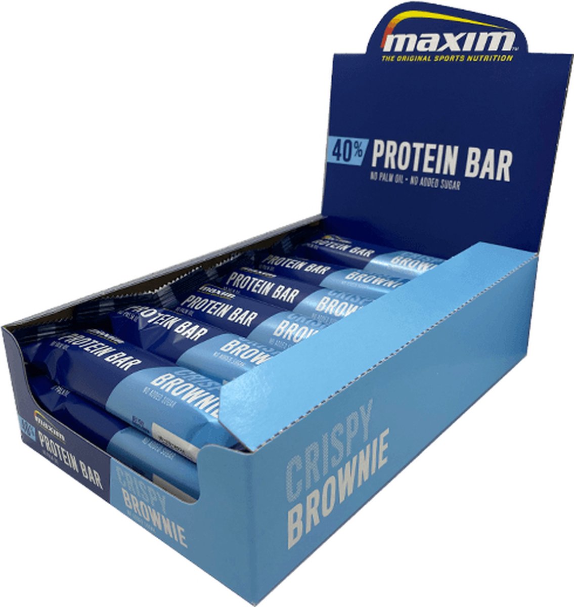 Goedkoopste Maxim 40 Protein Bar - 18 x 50g - Low carb proteïnerepen - Sportvoeding - Crispy Brownie