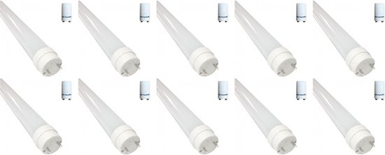 LED TL Buis T8 met Starter 10 Pack - 120cm 16W - Helder/Koud Wit 6400K