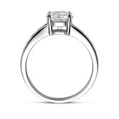 Schitterende Gerhodineerde Zilveren Ring Zirkonia 16.50 mm. maat 52 | Aanzoeksring | Verlovingsring