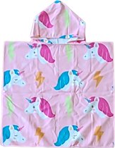 Kids Strand Poncho Unicorns Pink