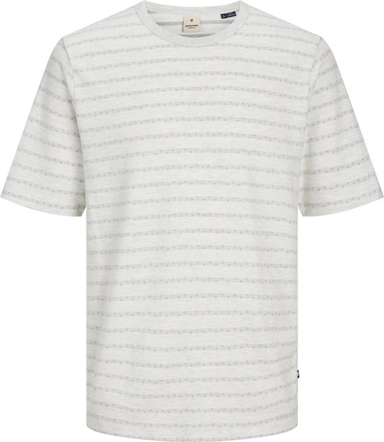 Jack & Jones T-shirt Jprblujack Jaquard Striped Ss Tee 12255530 White/melange Mannen Maat - M