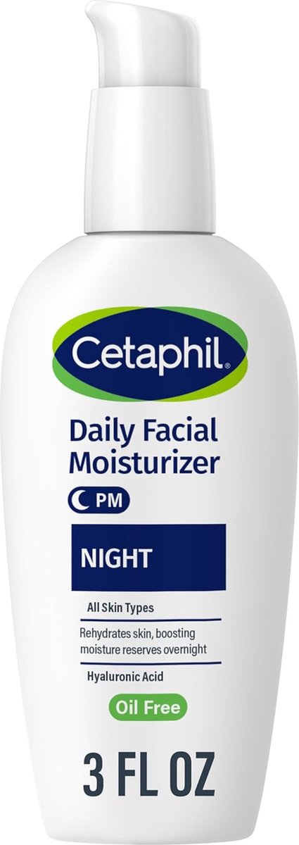 Goedkoopste Cetaphil Night Moisturizer voor gezicht - hydraterende gezichtscrème - hyaluronzuur - voor alle huidtypes - 88ml