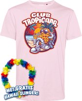 T-shirt Tropical Holiday | Toppers in Concert 2024 | Club Tropicana | Hawaii Shirt | Ibiza Kleding | Lichtroze | maat L