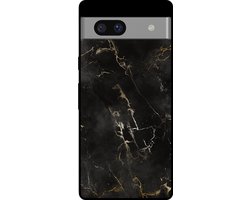 Smartphonica Telefoonhoesje voor Google Pixel 7A met marmer opdruk - TPU backcover case marble design - Zwart geschikt voor Google Pixel 7A