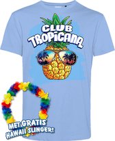 T-shirt Pineapple Head | Toppers in Concert 2024 | Club Tropicana | Hawaii Shirt | Ibiza Kleding | Lichtblauw | maat XL