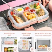 Bento Box 1000ML, Lunchbox Salade Lunch Container To Go met 6 Compartimenten Lade, Slakom, Maaltijd Prep to Go Containers voor Voedsel Fruit Snack, Roze