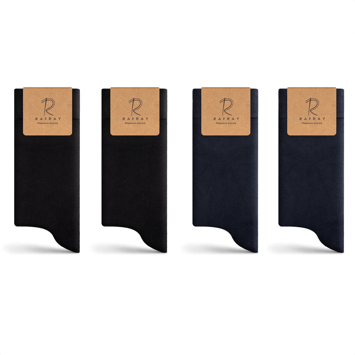 Rafray Socks Zwarte & Blauwe Sokken Gift box - Premium Katoen - 4 paar - Maat 40-44