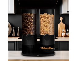 MikaMax Design Cereal Dispenser - Makkelijk je schaal vullen - Zwart - 27,5 x 16 x 38,5 - Keuken accessoire - Cornflakes dispenser