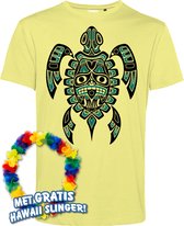 T-shirt Nesian Trible Turtle | Toppers in Concert 2024 | Club Tropicana | Hawaii Shirt | Ibiza Kleding | Lichtgeel | maat 4XL
