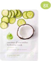 SKINFOOD NZ Skincare Coconut & Cucumber Hydrating Mask - Gezichtsmasker - Voor Alle Huidtypes - 100% Natuurlijk & Dierproefvrij - 8 Stuks