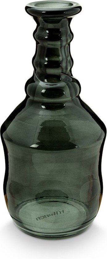 vtwonen Vase en Verres pour Fleurs - Décoration d'intérieur - Zwart - 11x23cm