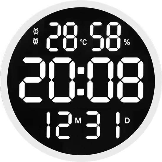 MK - horloge numérique - calendrier - Thermomètre - 30cm