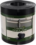 Rol donkergrijs vlechtbandhekwerk, 19 cm x 26 m, met 'Gardlov FENCE TAPE' label.