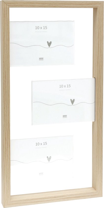 Deknudt Frames multifotolijst S68UA3 P3 - naturel mdf/plexi - 3x 10x15