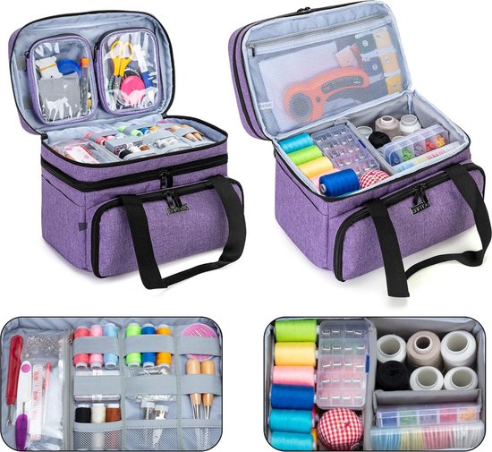 CRSUSUKJ Tas voor naaitoebehoren opbergtas, organizer, naai-accessoires