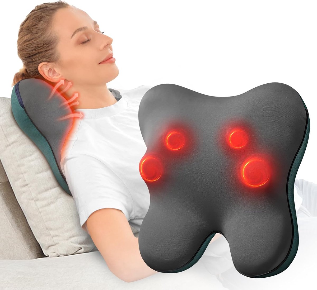 Goedkoopste Rugmassageapparaat voor Spierpijnverlichting - Diepgaande Massage - Warmtefunctie - Meerdere Massagestanden - Compact en Draagbaar