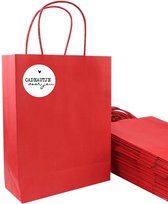 LOVV Sacs en Papier-50 Pièces-Rouge-Avec Autocollants-Sacs de Fête-Sacs Cadeaux-18+8x22 cm