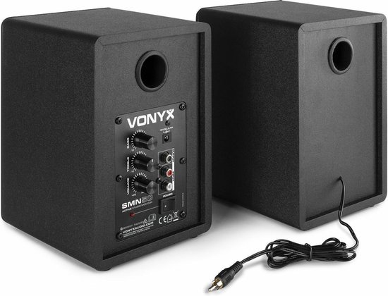 Set actieve studio monitors met bureaustandaard voor studio SMN50B 140W - Zwart