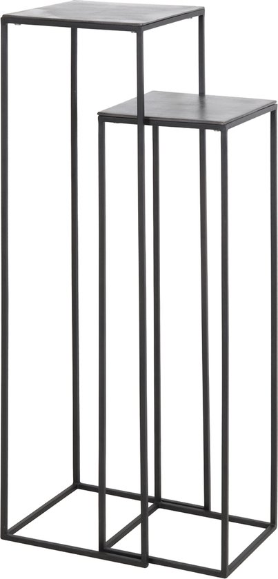Light & Living Table d'appoint BOCA - noir antique brut de plomb-mat - lot de 2